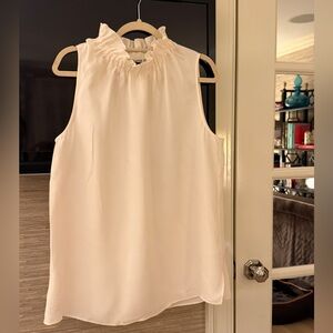 Lafayette 148 New York Cream Ruffle Neck Blouse